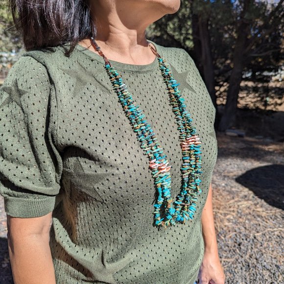 Vintage Navajo Turquoise Necklace - Handmade Southwesternβ NA Artistry - Picture 7 of 10